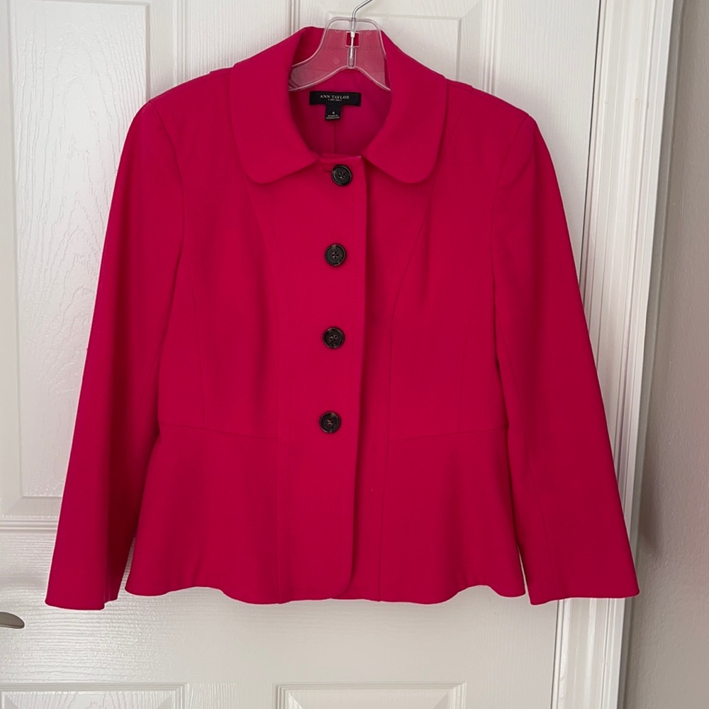 Ann Taylor Womens' Bright Pink Blazer with cute ruffled back